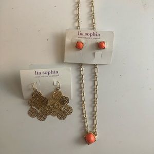 Lia Sophia earring and necklace set and earrings